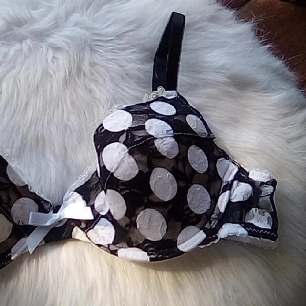 Polka dot lace bra